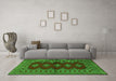 Machine Washable Persian Green Traditional Area Rugs in a Living Room,, wshtr2476grn