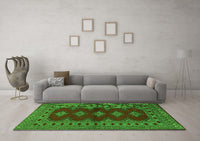 Machine Washable Persian Green Traditional Rug, wshtr2476grn