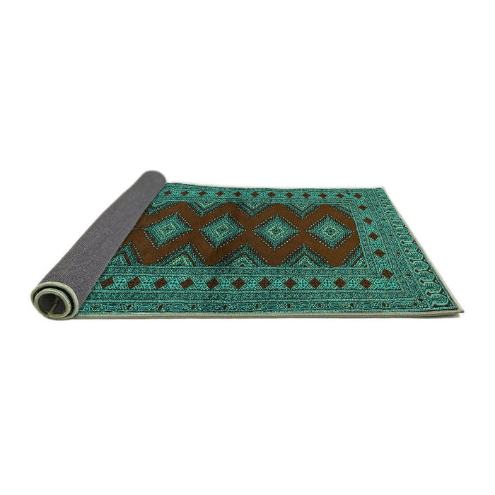 Sideview of Persian Turquoise Traditional Rug, tr2476turq