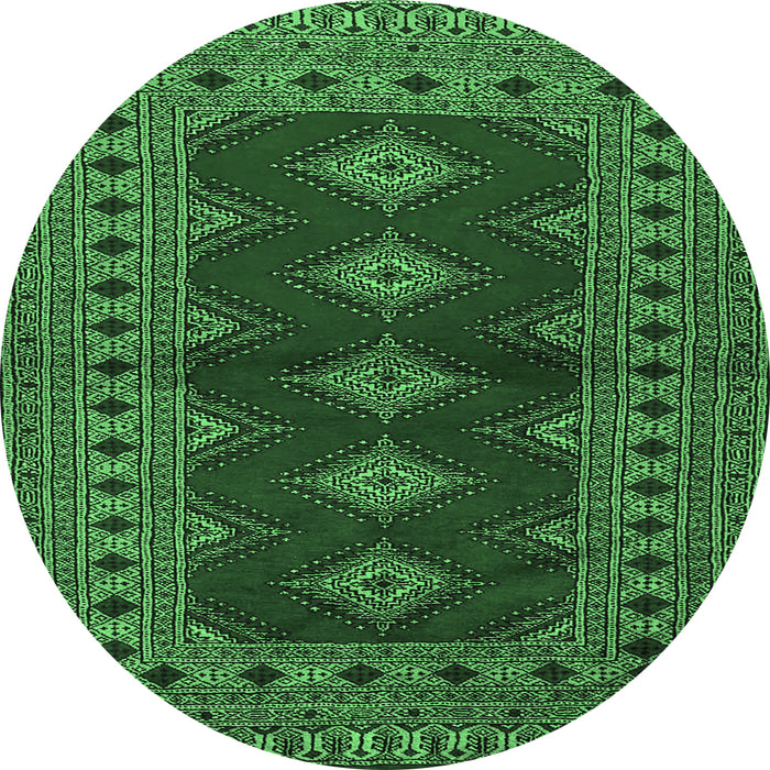 Round Machine Washable Persian Emerald Green Traditional Area Rugs, wshtr2476emgrn