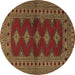 Round Persian Brown Traditional Rug, tr2476brn