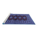 Sideview of Machine Washable Persian Blue Traditional Rug, wshtr2476blu