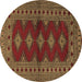 Round Machine Washable Persian Brown Traditional Rug, wshtr2476brn
