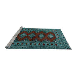 Sideview of Machine Washable Persian Light Blue Traditional Rug, wshtr2476lblu