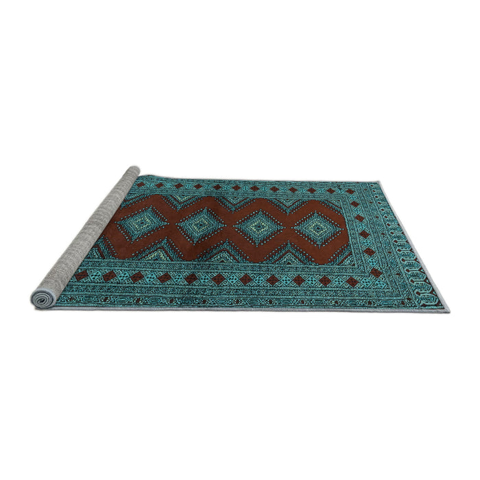 Sideview of Machine Washable Persian Light Blue Traditional Rug, wshtr2476lblu