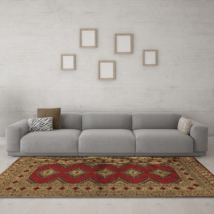 Machine Washable Persian Brown Traditional Rug in a Living Room,, wshtr2476brn