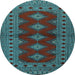 Round Persian Light Blue Traditional Rug, tr2476lblu