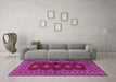 Machine Washable Persian Pink Traditional Rug in a Living Room, wshtr2476pnk