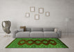 Machine Washable Southwestern Green Country Area Rugs in a Living Room,, wshtr2477grn