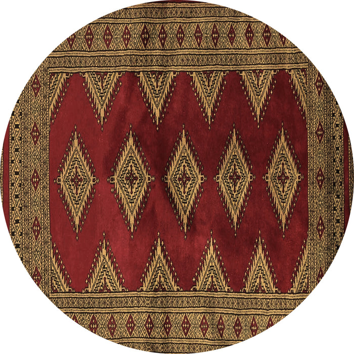 Round Machine Washable Southwestern Brown Country Rug, wshtr2477brn