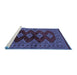 Sideview of Machine Washable Southwestern Blue Country Rug, wshtr2477blu