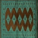 Square Southwestern Turquoise Country Rug, tr2477turq