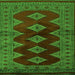 Round Machine Washable Southwestern Green Country Area Rugs, wshtr2477grn