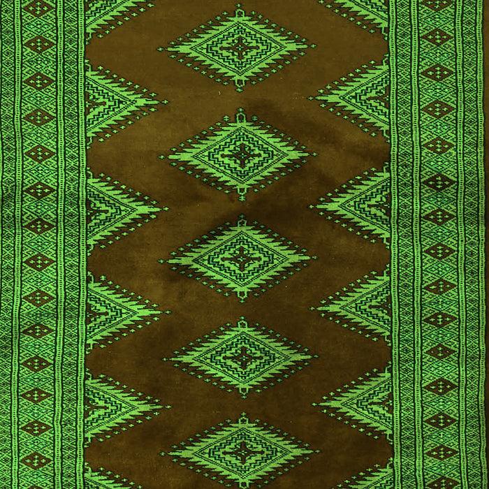 Serging Thickness of Machine Washable Southwestern Green Country Area Rugs, wshtr2477grn