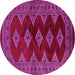 Round Machine Washable Southwestern Pink Country Rug, wshtr2477pnk