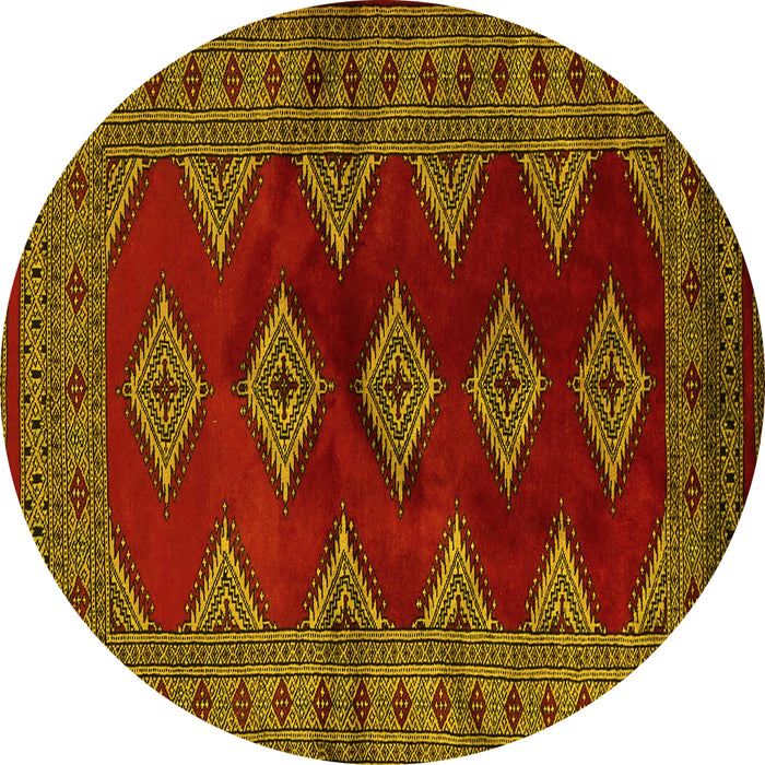 Round Southwestern Yellow Country Rug, tr2477yw