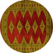 Round Southwestern Yellow Country Rug, tr2477yw