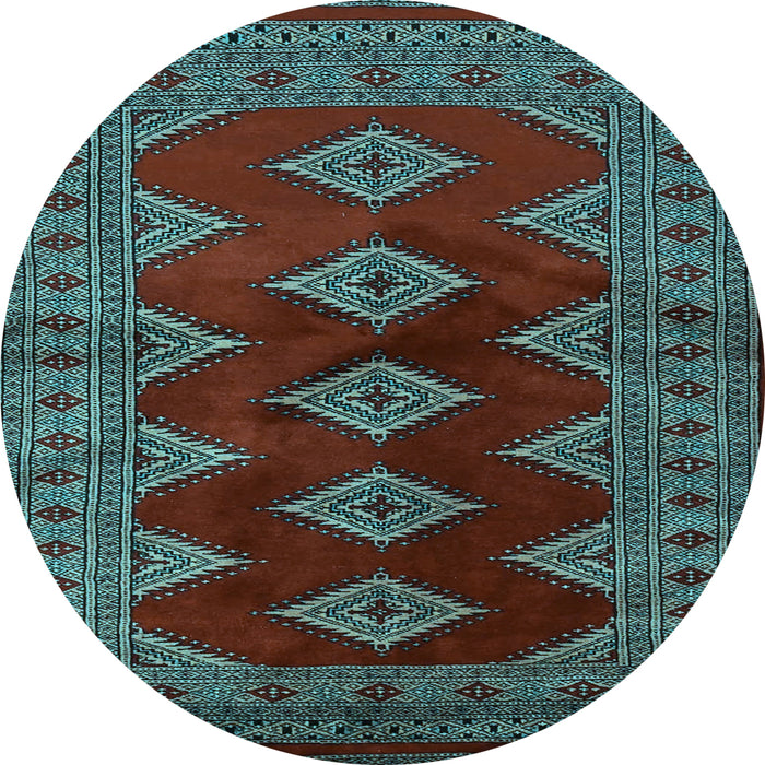Round Southwestern Light Blue Country Rug, tr2477lblu
