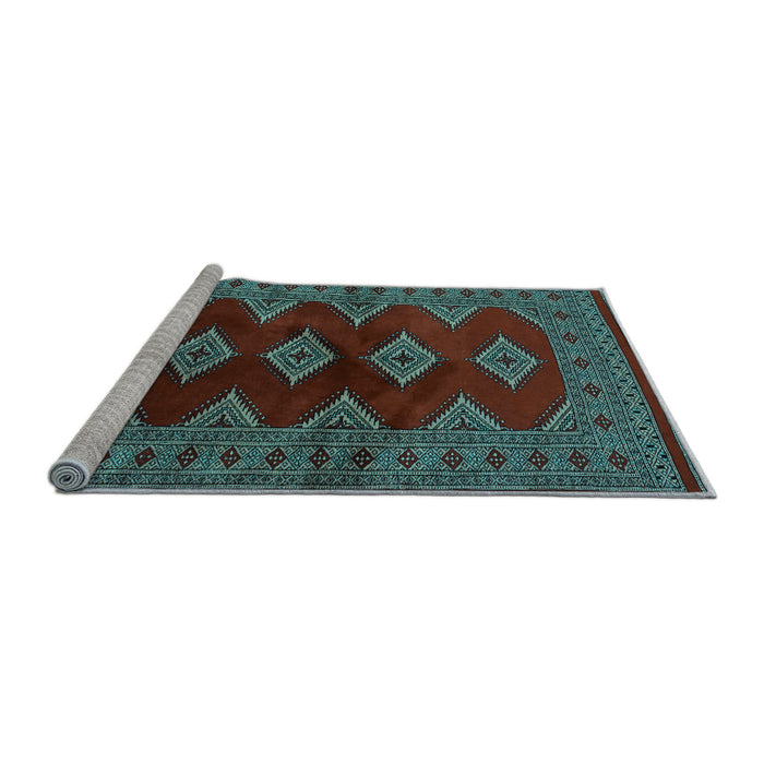 Sideview of Machine Washable Southwestern Light Blue Country Rug, wshtr2477lblu