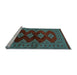 Sideview of Machine Washable Southwestern Light Blue Country Rug, wshtr2477lblu