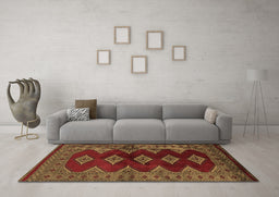 Machine Washable Southwestern Brown Country Rug in a Living Room,, wshtr2477brn