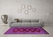 Machine Washable Southwestern Purple Country Area Rugs in a Living Room, wshtr2477pur