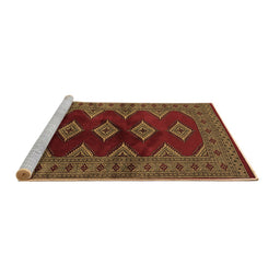 Sideview of Machine Washable Southwestern Brown Country Rug, wshtr2477brn