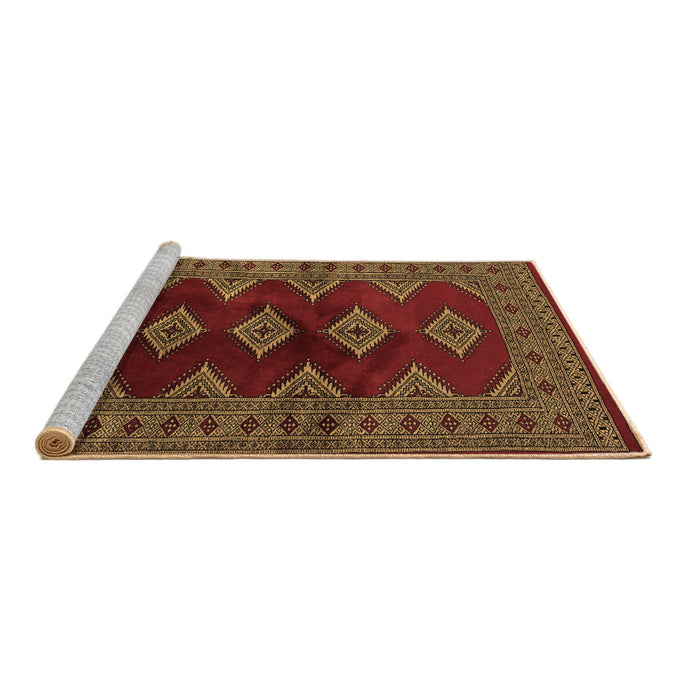 Sideview of Machine Washable Southwestern Brown Country Rug, wshtr2477brn