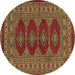 Round Southwestern Brown Country Rug, tr2478brn