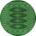 Round Southwestern Emerald Green Country Rug, tr2478emgrn