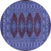 Round Southwestern Blue Country Rug, tr2478blu