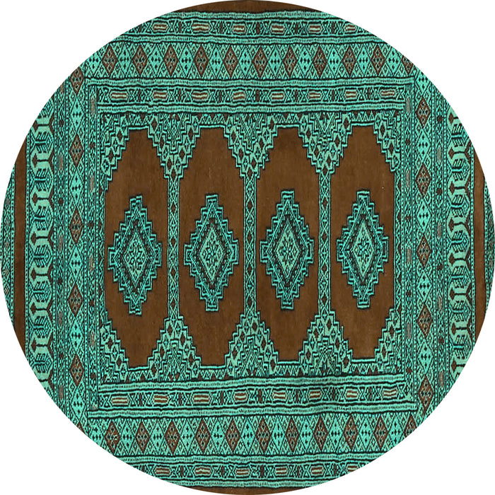 Round Southwestern Turquoise Country Rug, tr2478turq