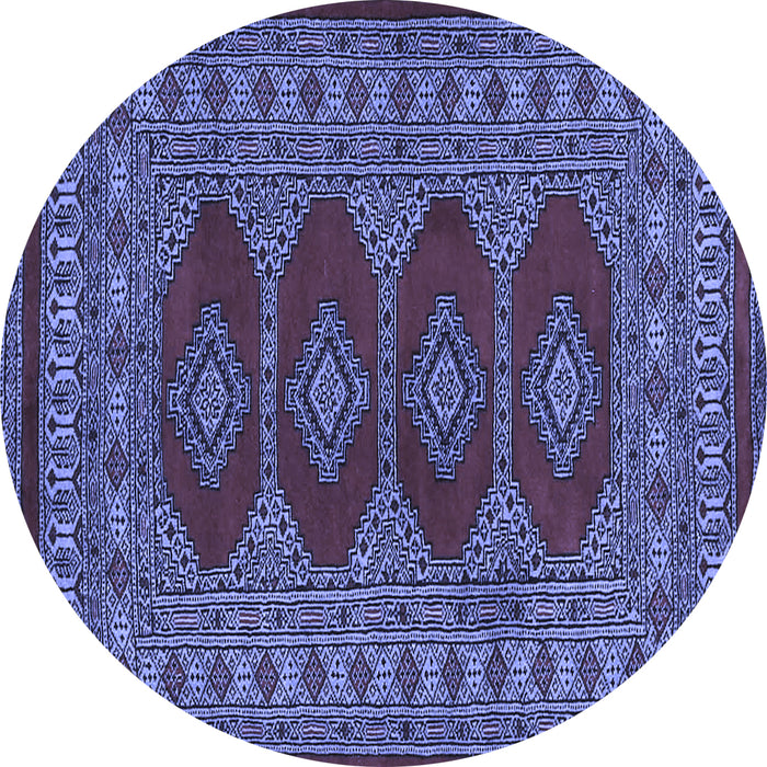 Round Machine Washable Southwestern Blue Country Rug, wshtr2478blu
