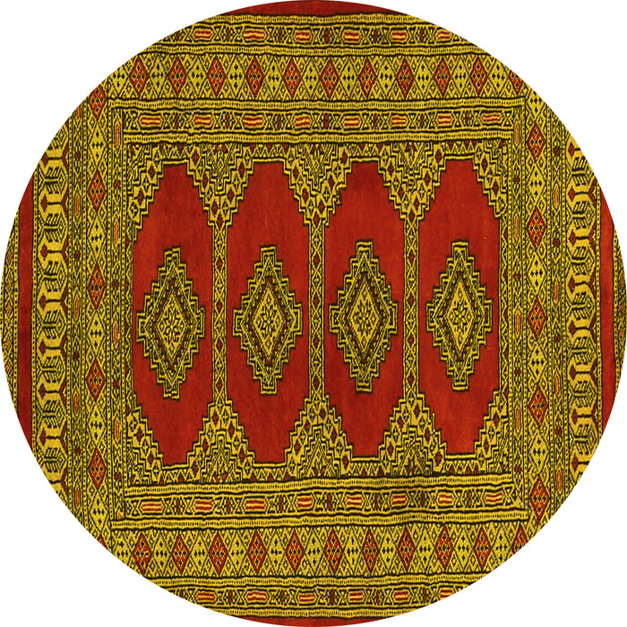 Round Machine Washable Southwestern Yellow Country Rug, wshtr2478yw