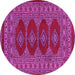 Round Machine Washable Southwestern Pink Country Rug, wshtr2478pnk