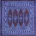 Square Machine Washable Southwestern Blue Country Rug, wshtr2478blu