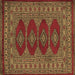 Square Machine Washable Southwestern Brown Country Rug, wshtr2478brn