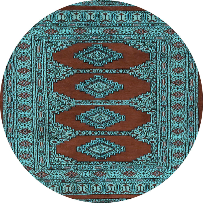 Round Machine Washable Southwestern Light Blue Country Rug, wshtr2478lblu
