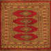 Round Machine Washable Southwestern Orange Country Area Rugs, wshtr2478org