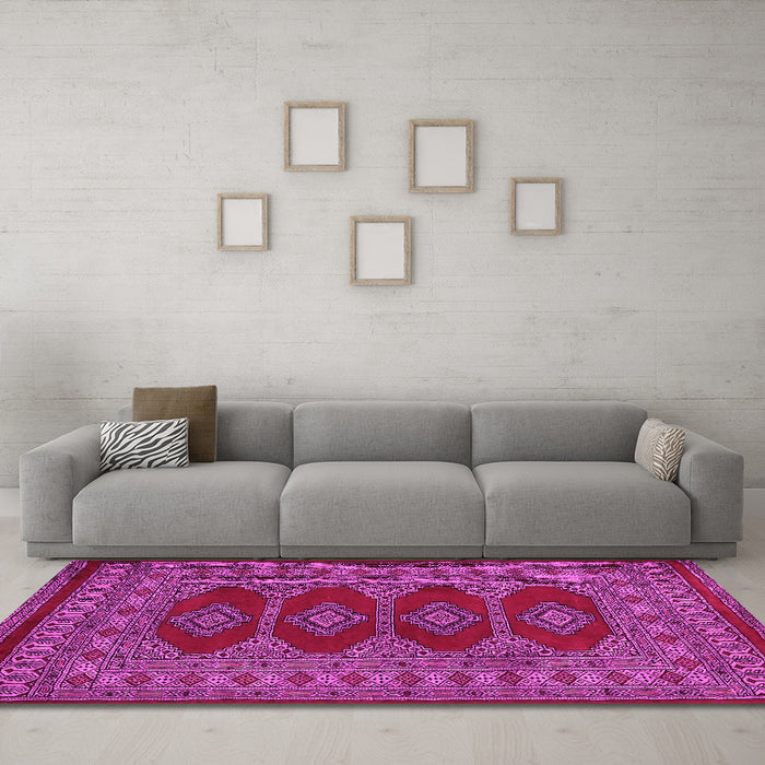 Machine Washable Southwestern Pink Country Rug in a Living Room, wshtr2478pnk