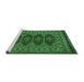 Sideview of Machine Washable Southwestern Emerald Green Country Area Rugs, wshtr2478emgrn