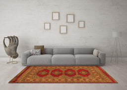 Machine Washable Southwestern Orange Country Area Rugs in a Living Room, wshtr2478org