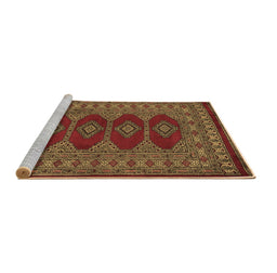 Sideview of Machine Washable Southwestern Brown Country Rug, wshtr2478brn