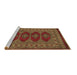 Sideview of Machine Washable Southwestern Brown Country Rug, wshtr2478brn