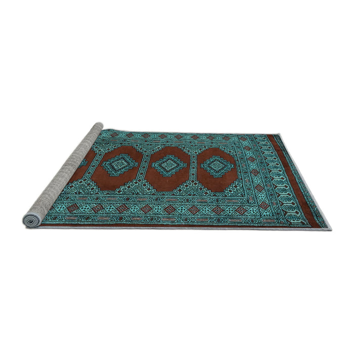Sideview of Machine Washable Southwestern Light Blue Country Rug, wshtr2478lblu