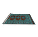 Sideview of Machine Washable Southwestern Light Blue Country Rug, wshtr2478lblu