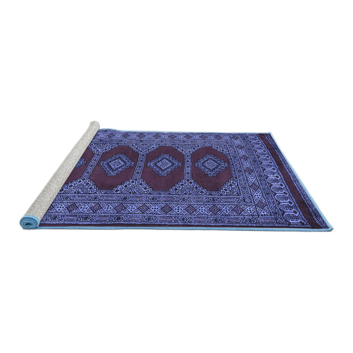 Sideview of Machine Washable Southwestern Blue Country Rug, wshtr2478blu