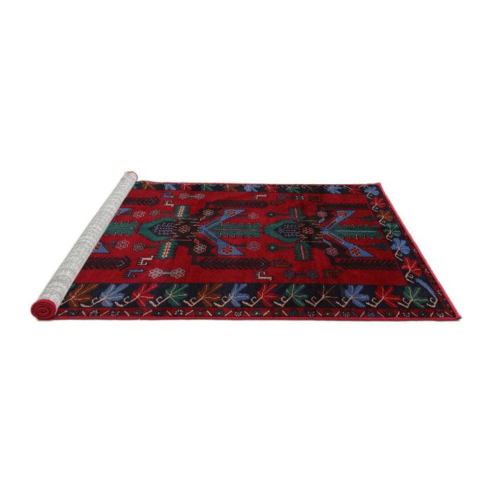 Sideview of Machine Washable Traditional Tomato Red Rug, wshtr2479