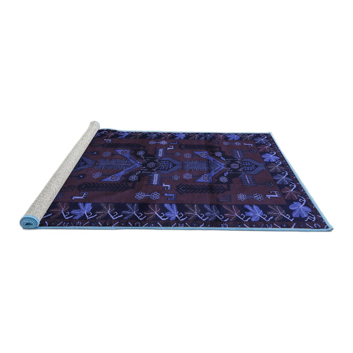 Sideview of Machine Washable Animal Blue Traditional Rug, wshtr2479blu