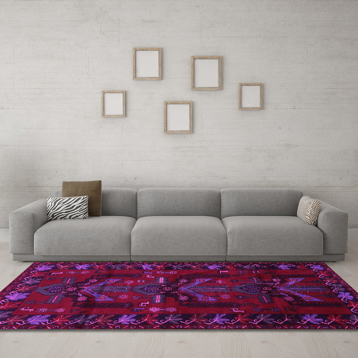 Machine Washable Animal Pink Traditional Rug in a Living Room, wshtr2479pnk